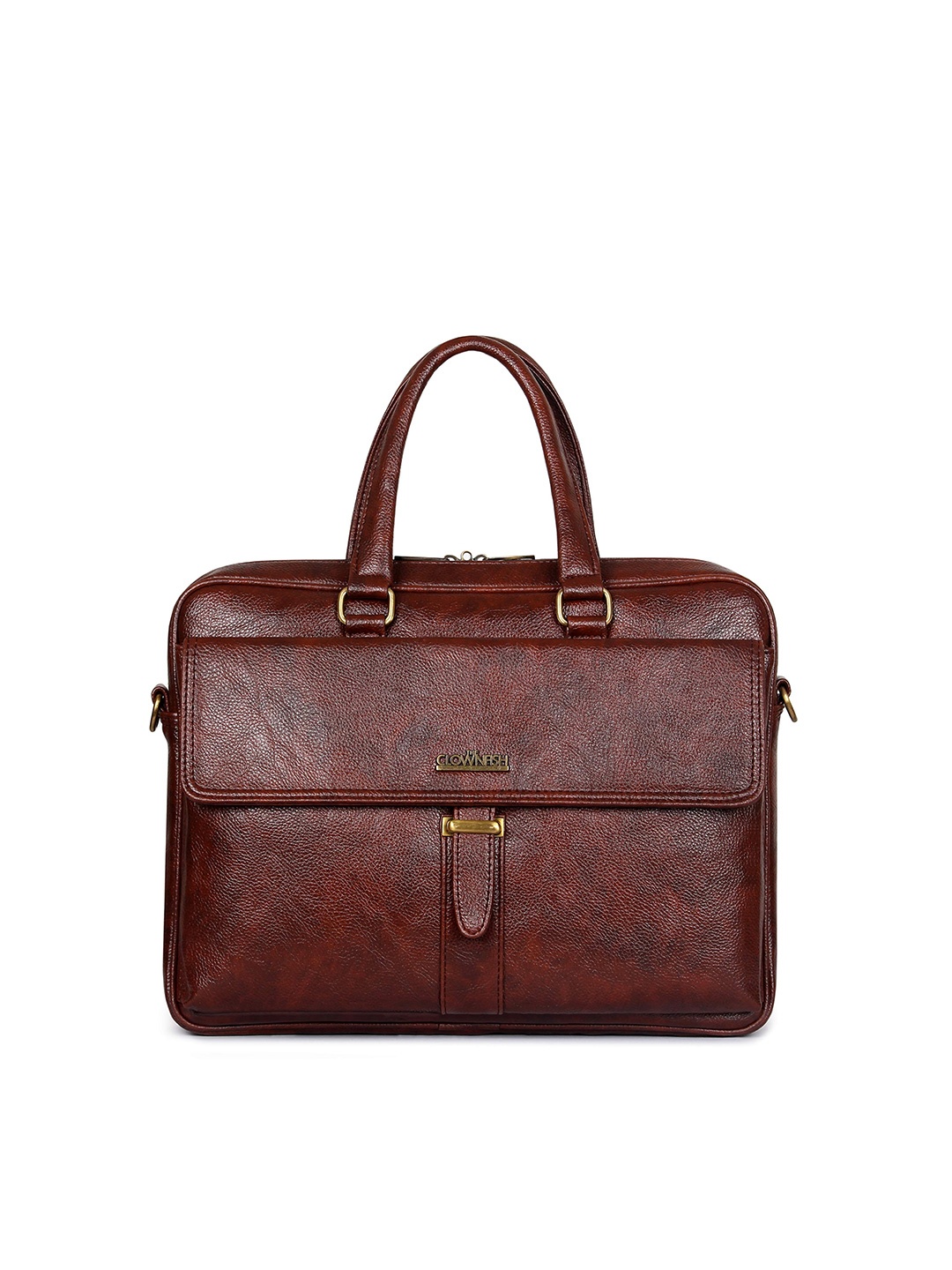 

THE CLOWNFISH Laptop Leather Messenger Bag, Brown