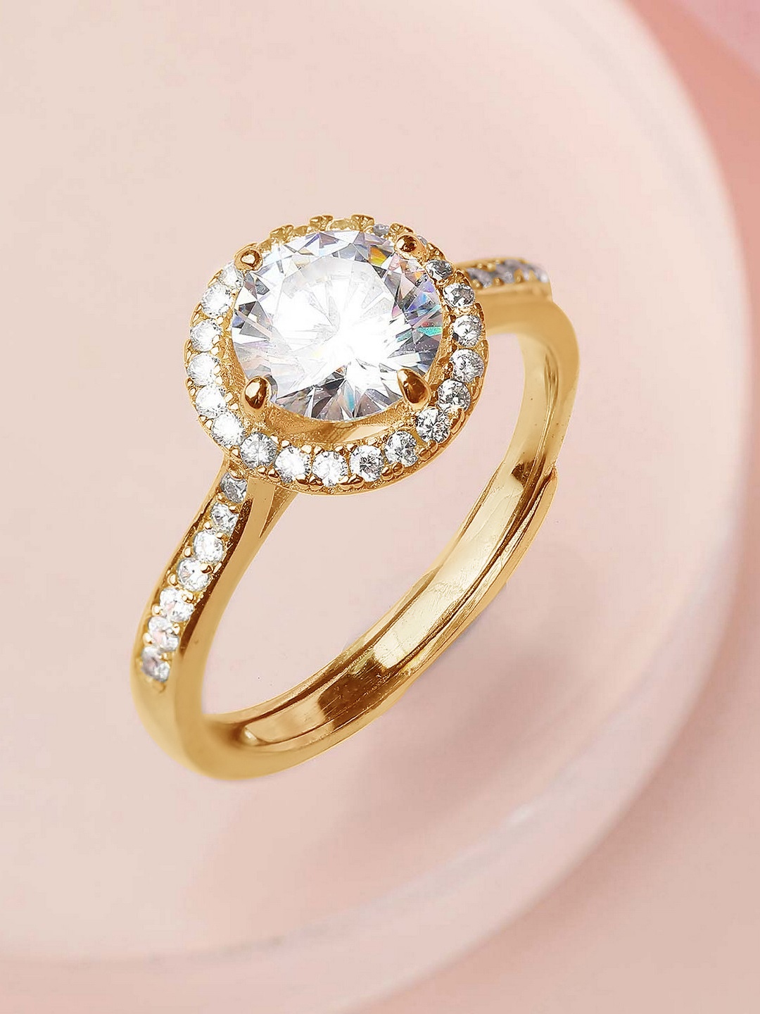 

Zavya Women Gold-Plated CZ Studded Sterling Silver Finger Ring