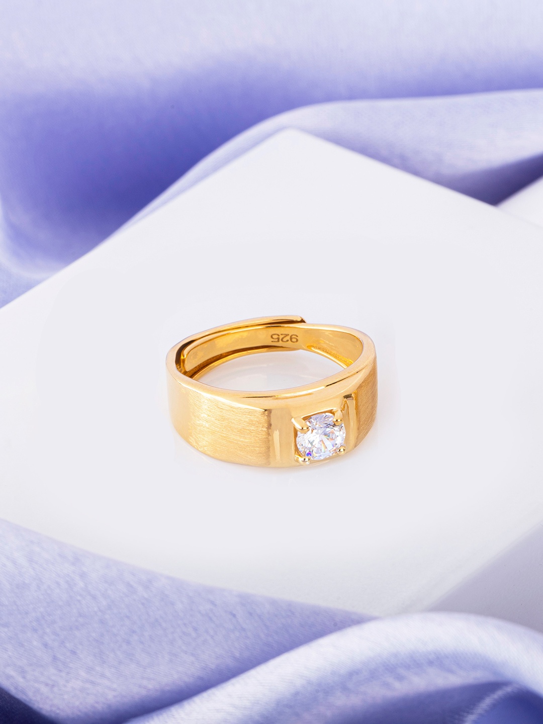 

Zavya Men Gold-Plated CZ Studded Sterling Silver Finger Ring