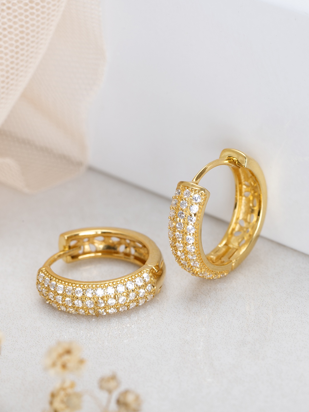 

Zavya 925 Pure Silver Gold-Toned Circular Hoop Earrings