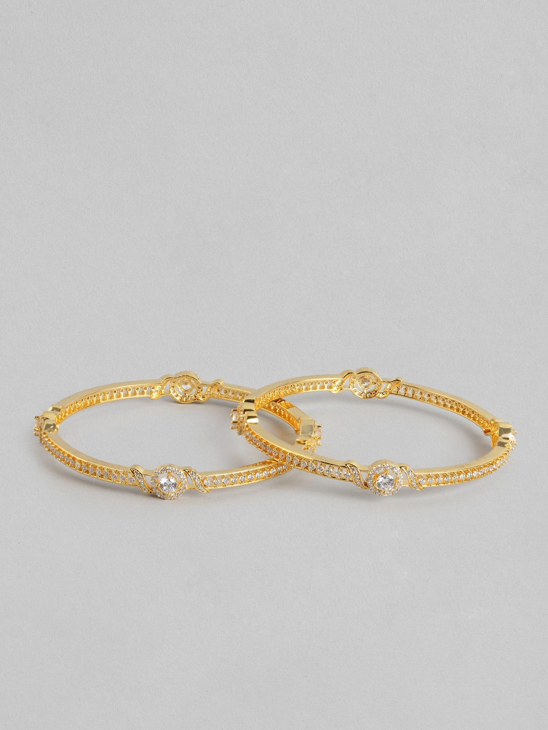 

Zavya Pack Of 2 925 Pure Silver CZ Gold-Plated Bangles
