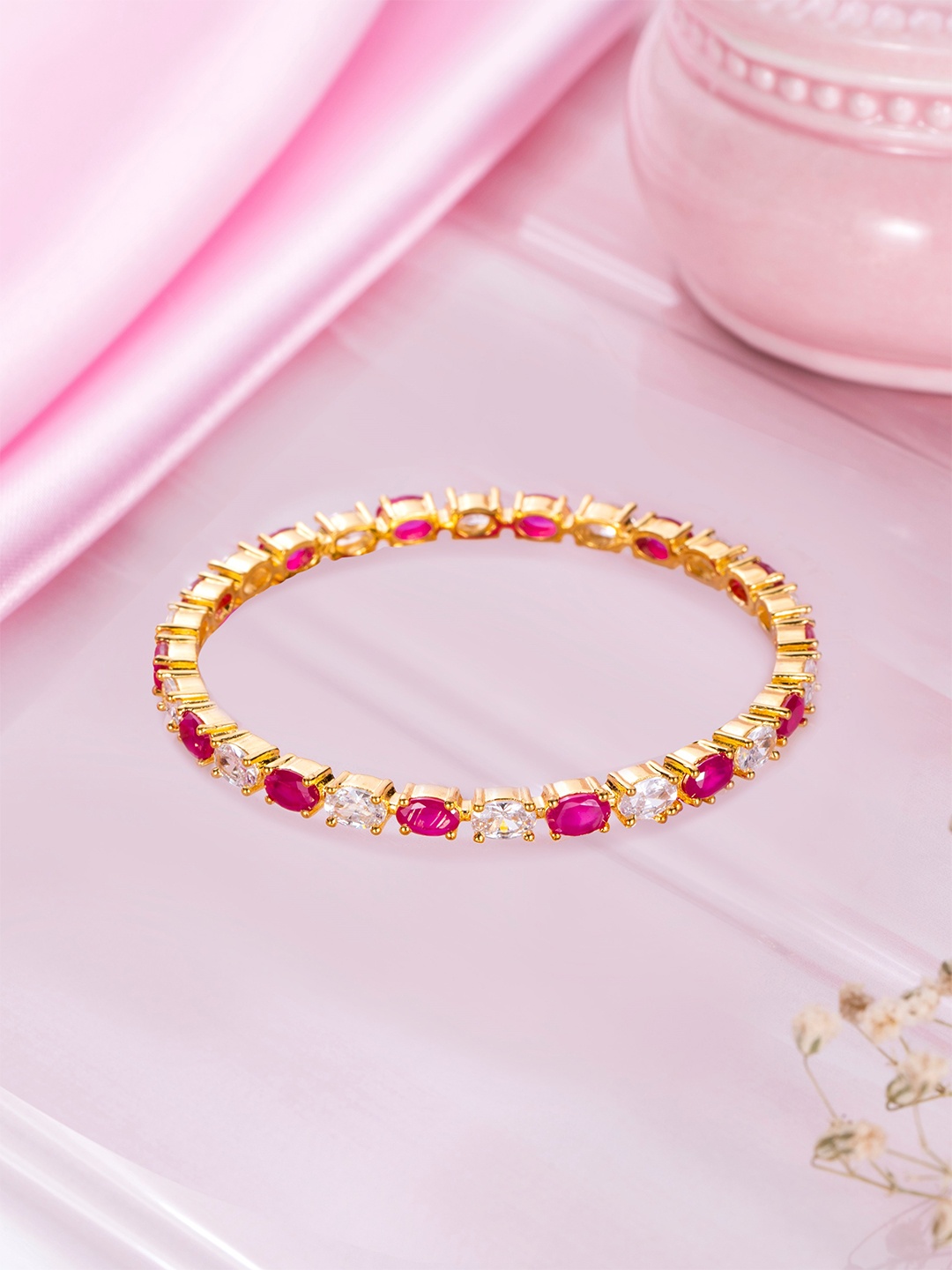 

Zavya Women Gold-Plated Stone Studded Sterling Silver Bangles