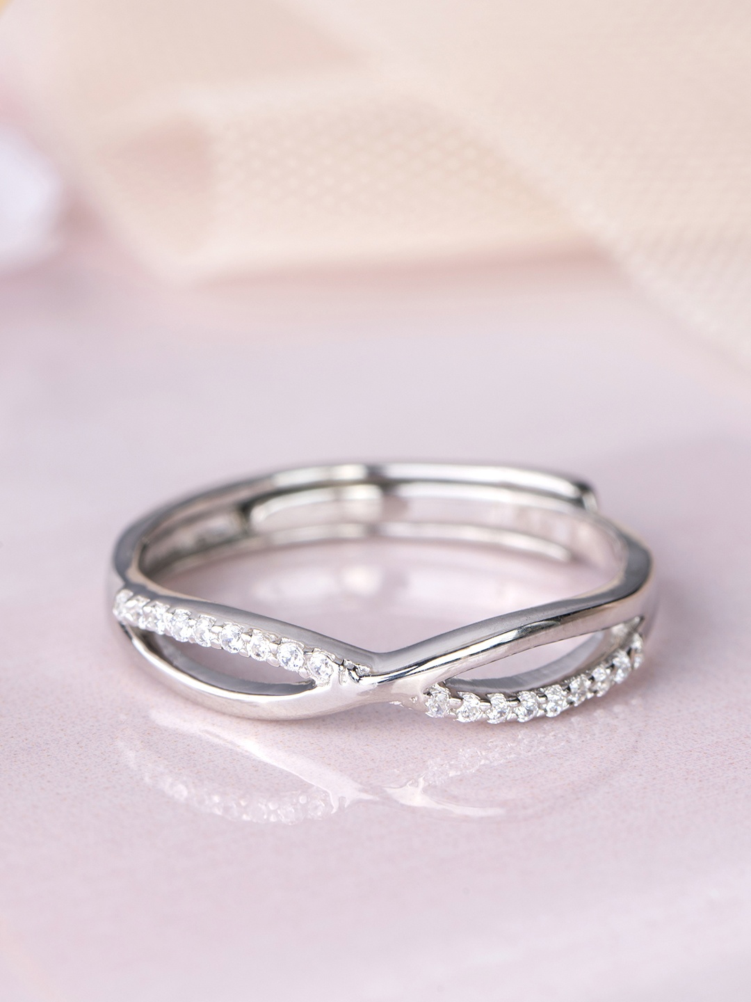 

Zavya Infinity 925 Pure Silver CZ Rhodium-Plated Finger Ring