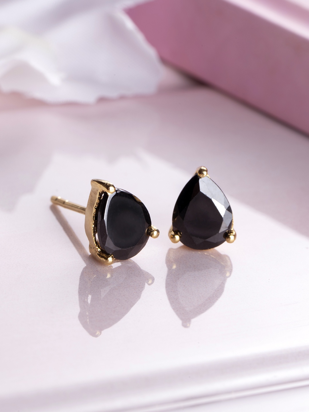 

Zavya 925 Pure Silver Teardrop Shaped Studs, Gold