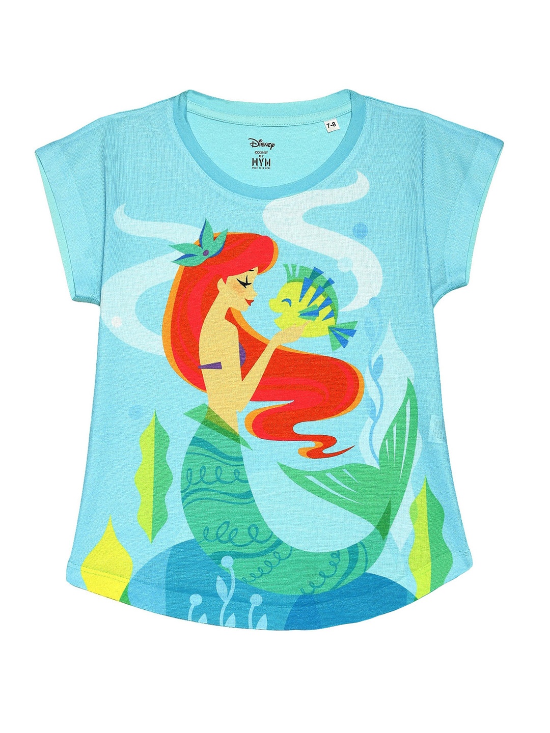 

Wear Your Mind Girls Mermaid Graphic Printed Cotton Top, Blue