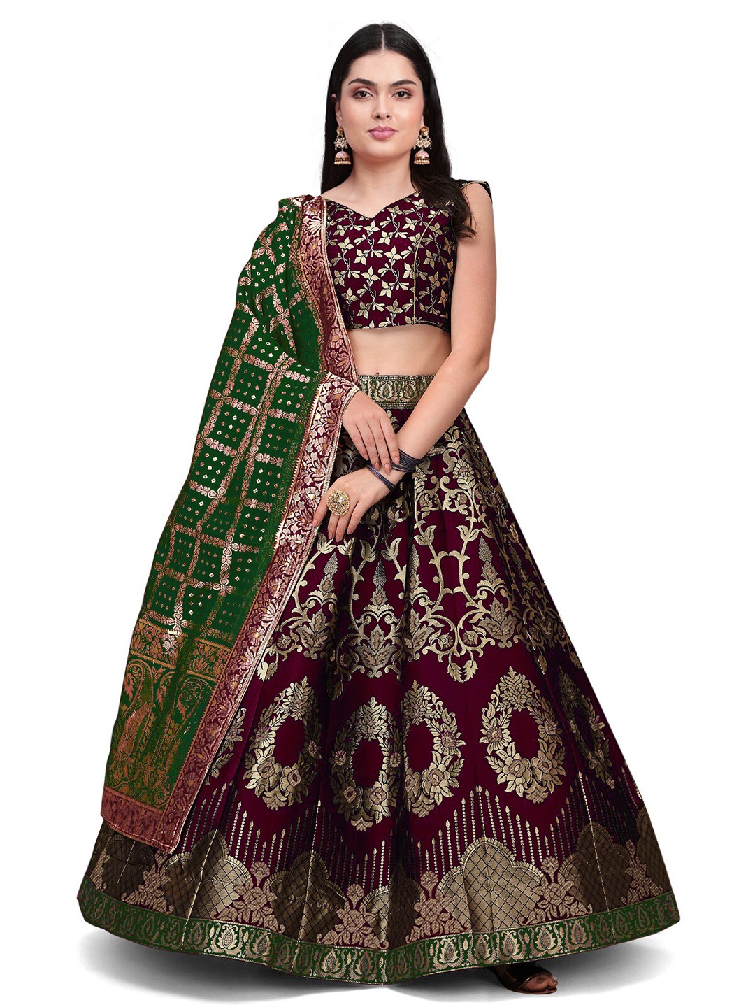 

Kedar Fab Semi-Stitched Lehenga & Unstitched Blouse With Dupatta, Maroon