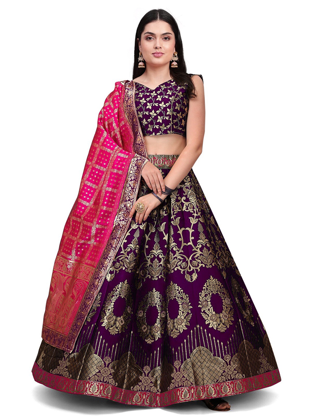 

Kedar Fab Semi-Stitched Lehenga & Unstitched Blouse With Dupatta, Purple