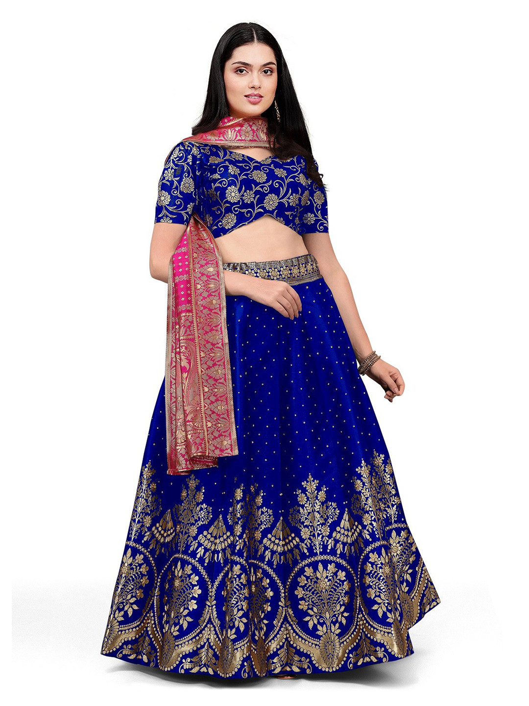 

Kedar Fab Semi-Stitched Lehenga & Unstitched Blouse With Dupatta, Blue