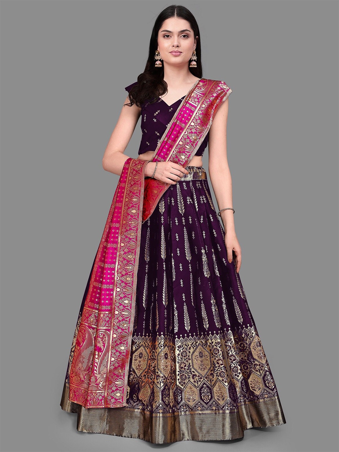 

Kedar Fab Semi-Stitched Lehenga & Unstitched Blouse With Dupatta, Purple