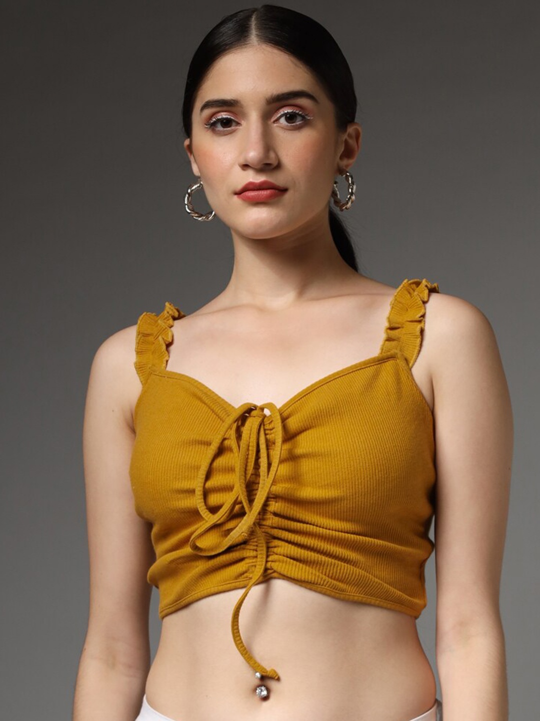 

BAESD Tie-Up Bralette Crop Top, Mustard