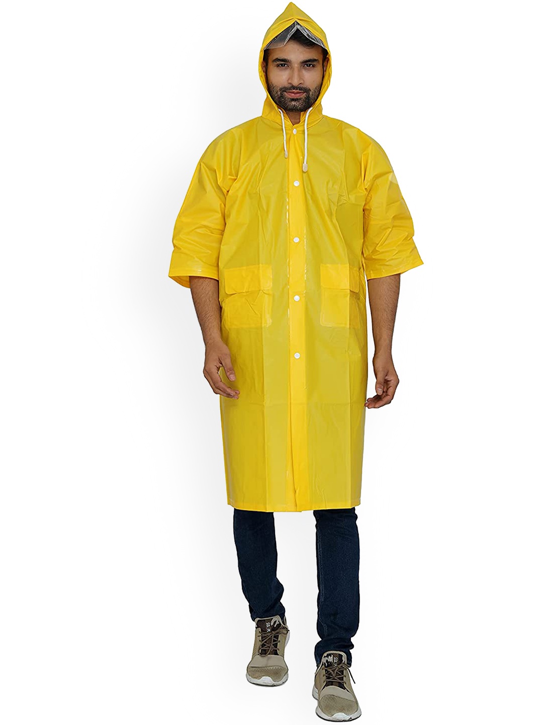 

THE CLOWNFISH Waterproof Adjustable Hood Rain Jacket, Yellow