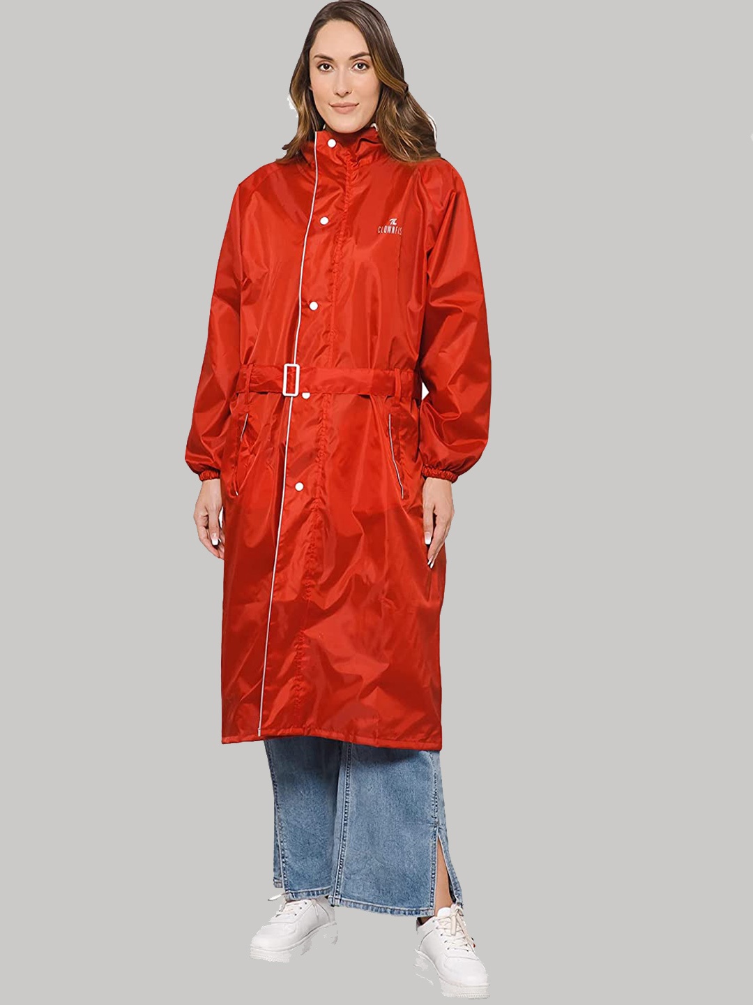 

THE CLOWNFISH Drizzle Diva Double Layer Reversible Rain Jacket, Red
