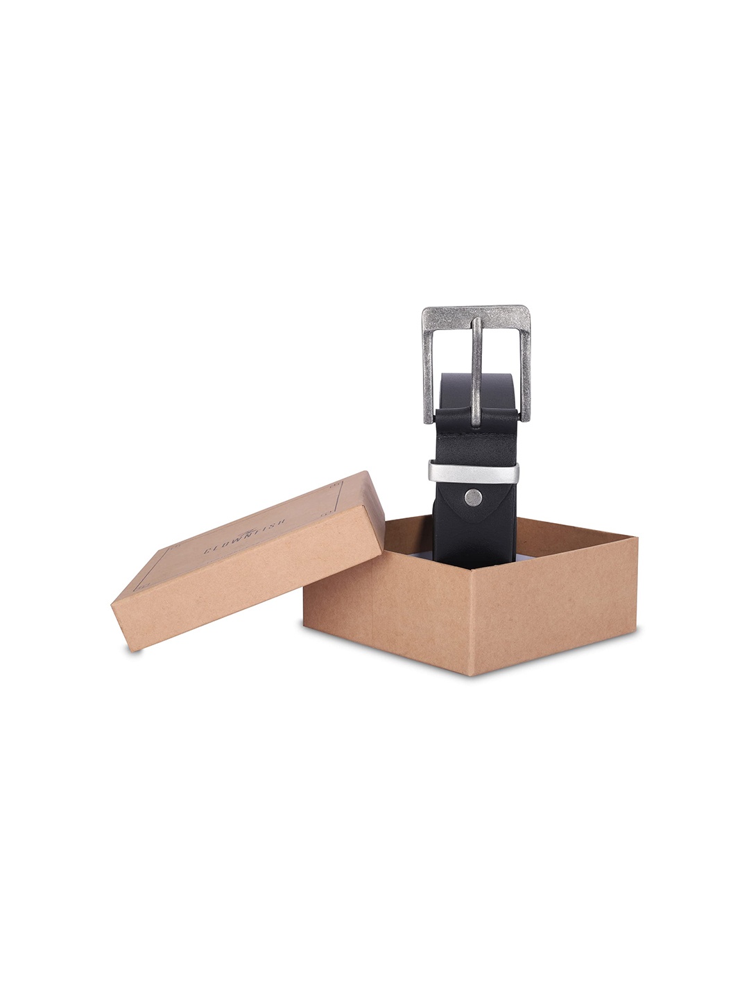 

THE CLOWNFISH Men Black Leather Belt