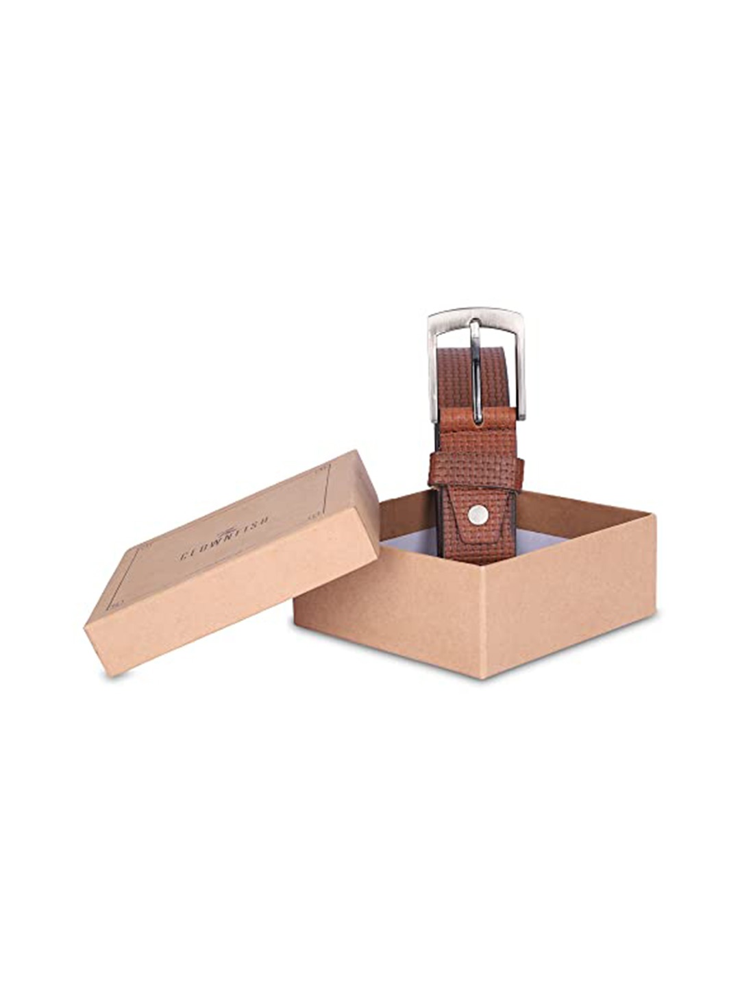 

THE CLOWNFISH Men Textured Leather Belt, Tan