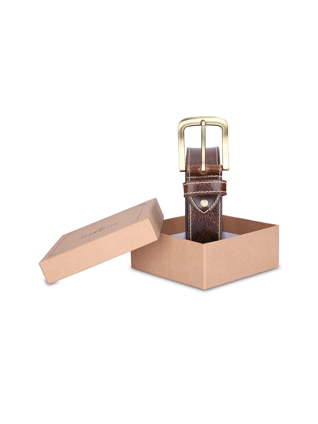 

THE CLOWNFISH Men Leather Belt, Brown