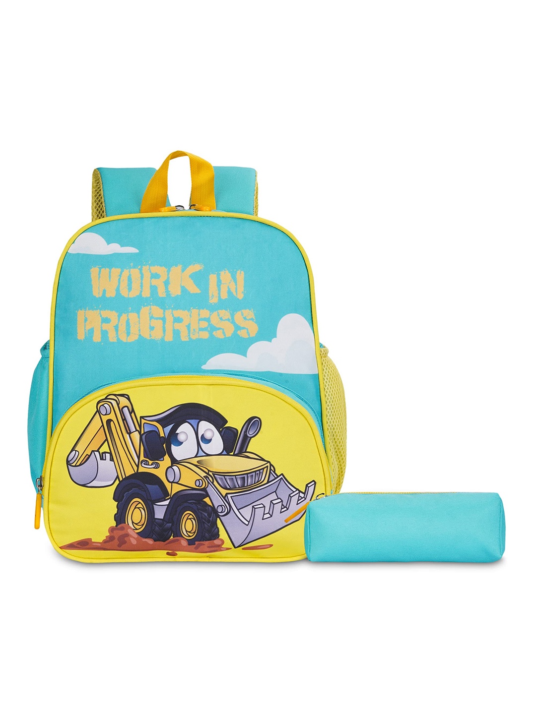 

THE CLOWNFISH Mini Explorer Graphic Printed Padded Backpack with Stationery Pouch, Turquoise blue
