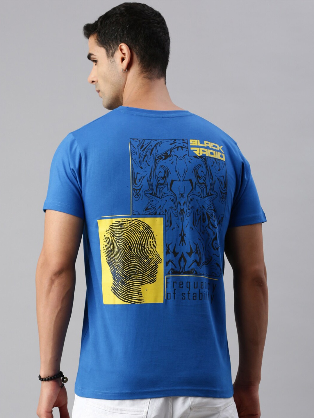 

BLACK RADIO Typography Printed Cotton Round Neck T-shirt, Blue