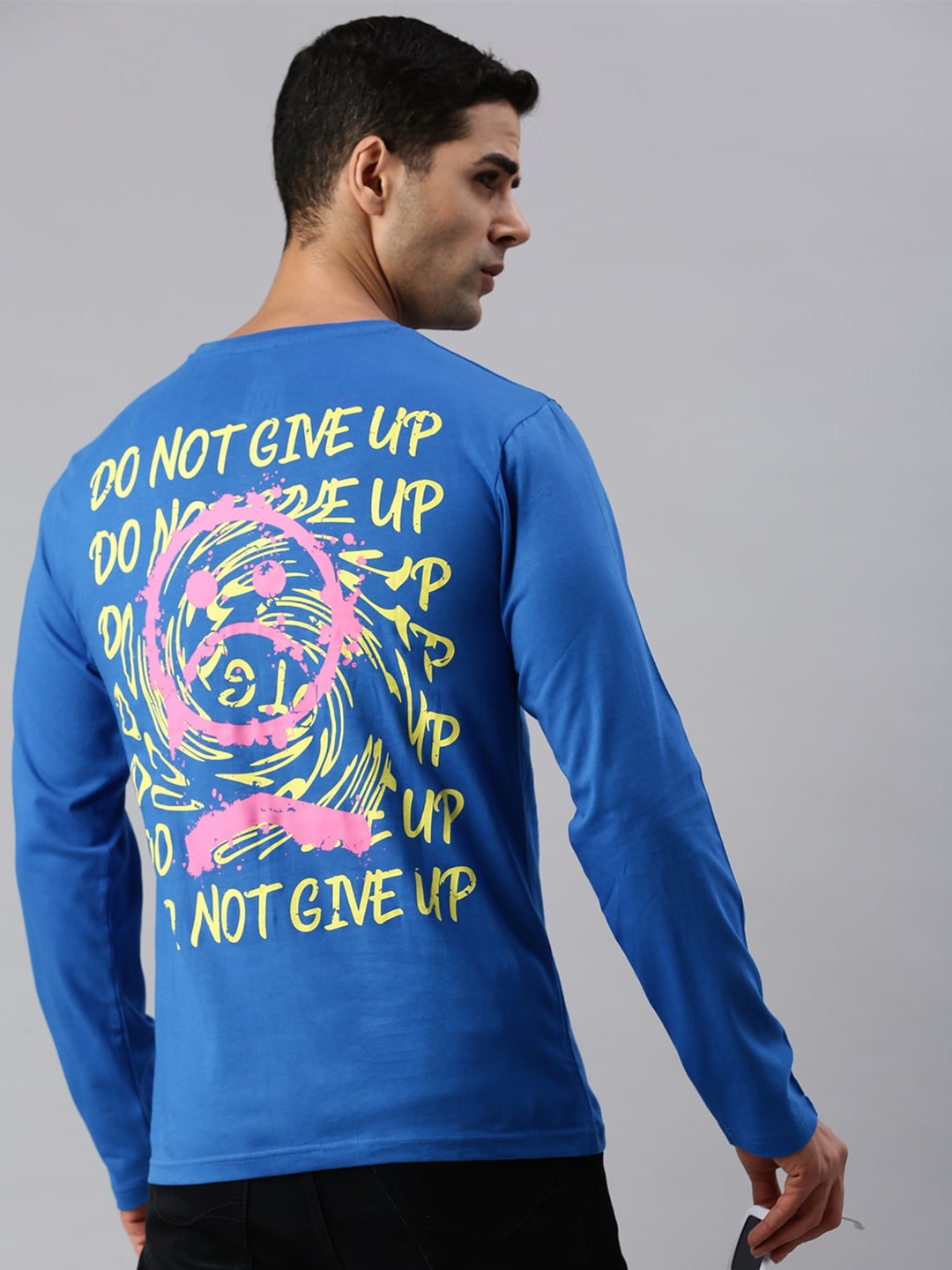 

BLACK RADIO Typography Printed Cotton T-shirt, Blue