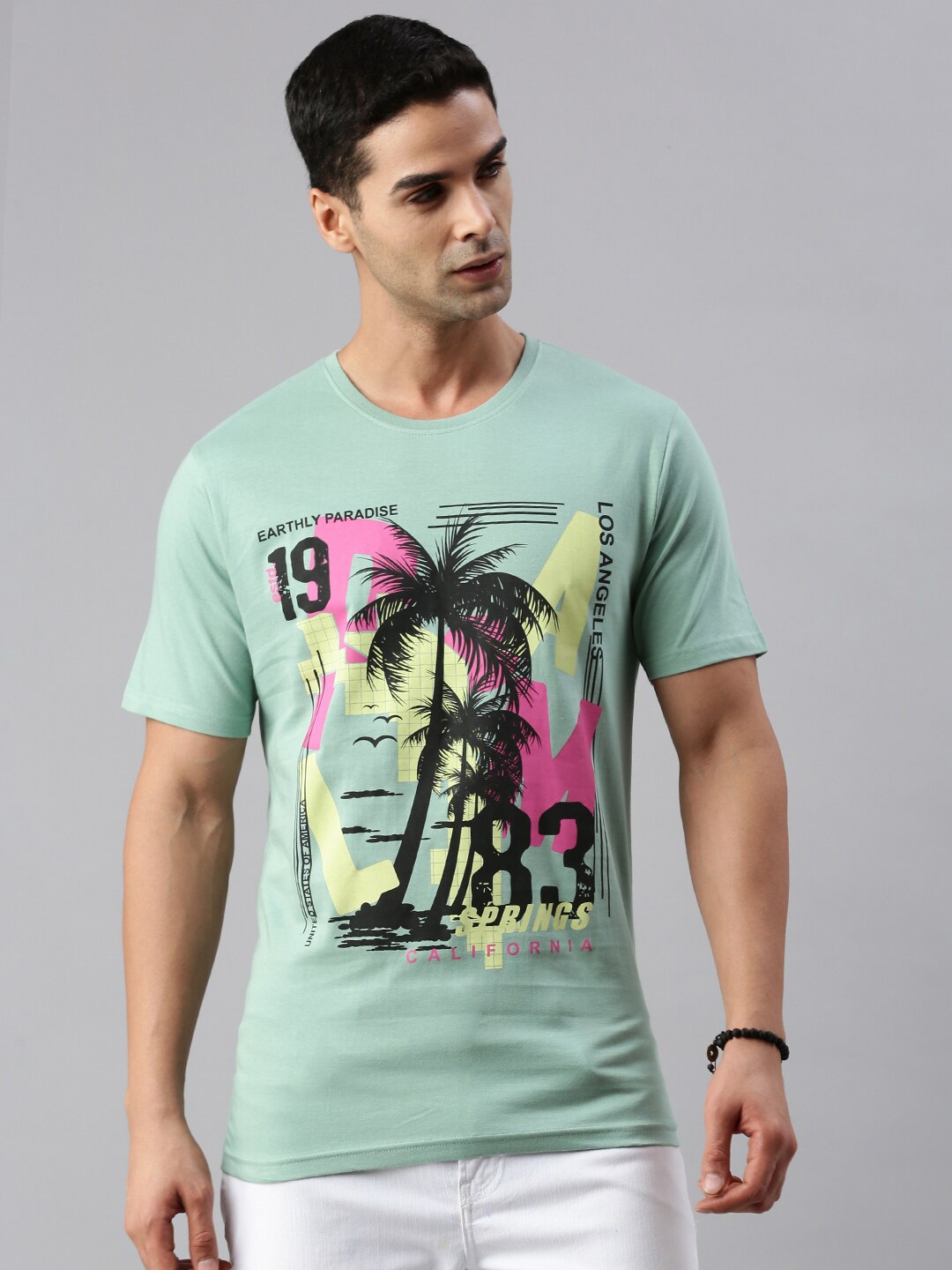 

BLACK RADIO Graphic Printed Cotton T-shirt, Sea green