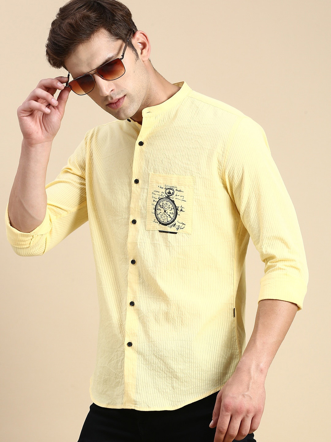 

SHOWOFF Comfort Slim Fit Cotton Casual Shirt, Yellow