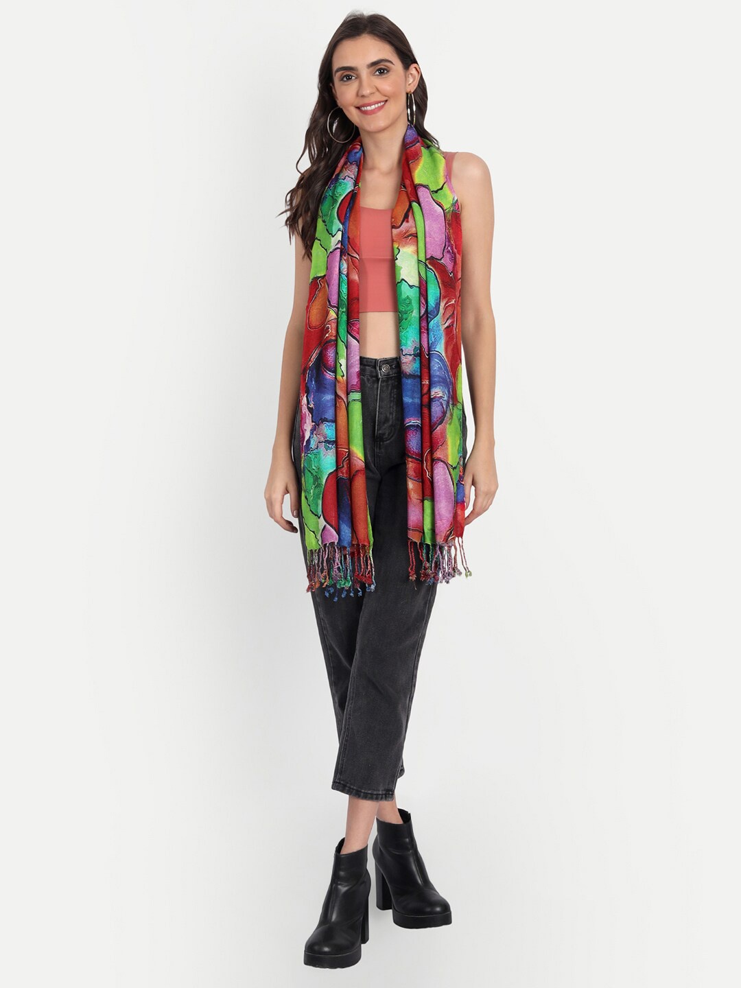 

Indiankala4u Women Abstract Printed Stole, Green