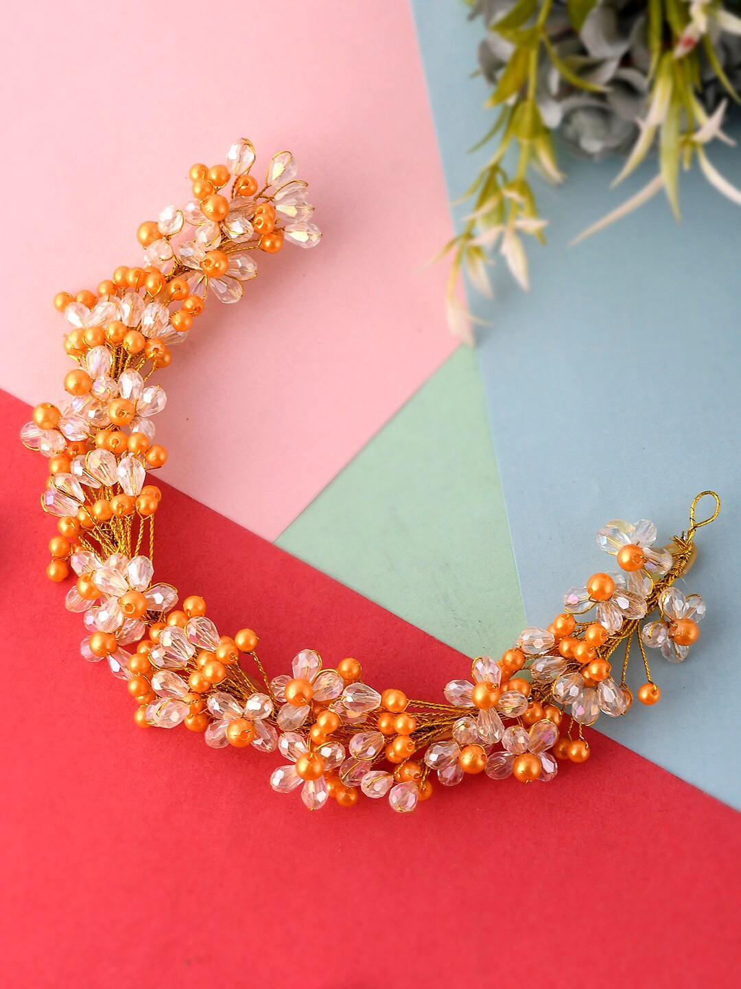 

Silvermerc Designs Beaded Gajra Hair Accessory, Gold