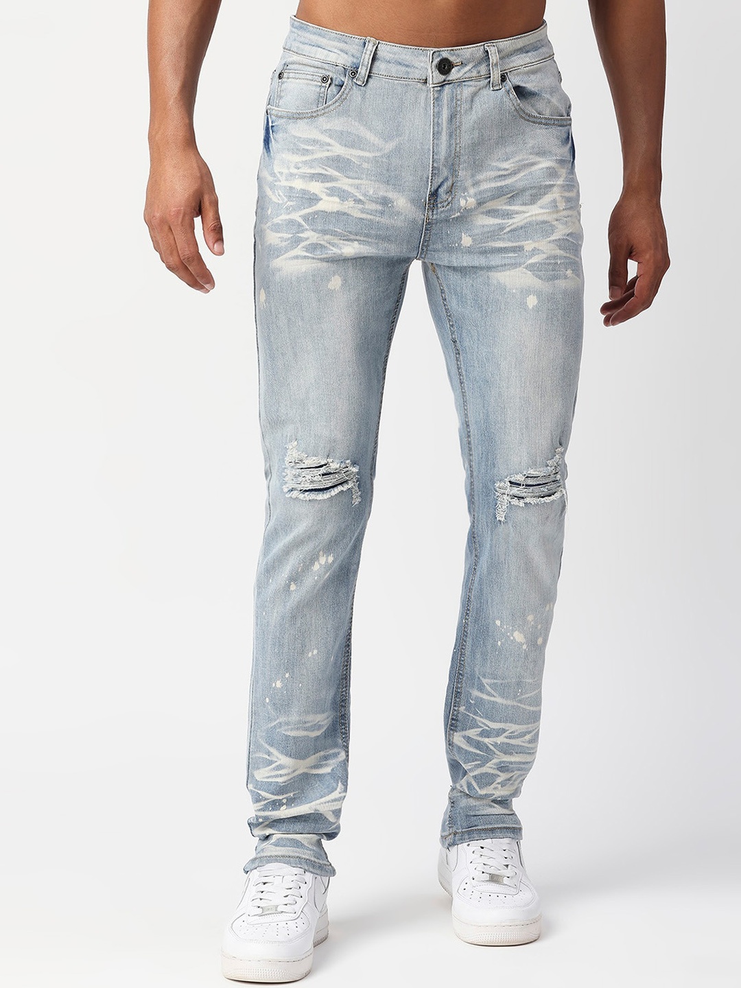 

WAIMEA Men Skinny Fit Mildly Distressed Heavy Fade Stretchable Jeans, Blue