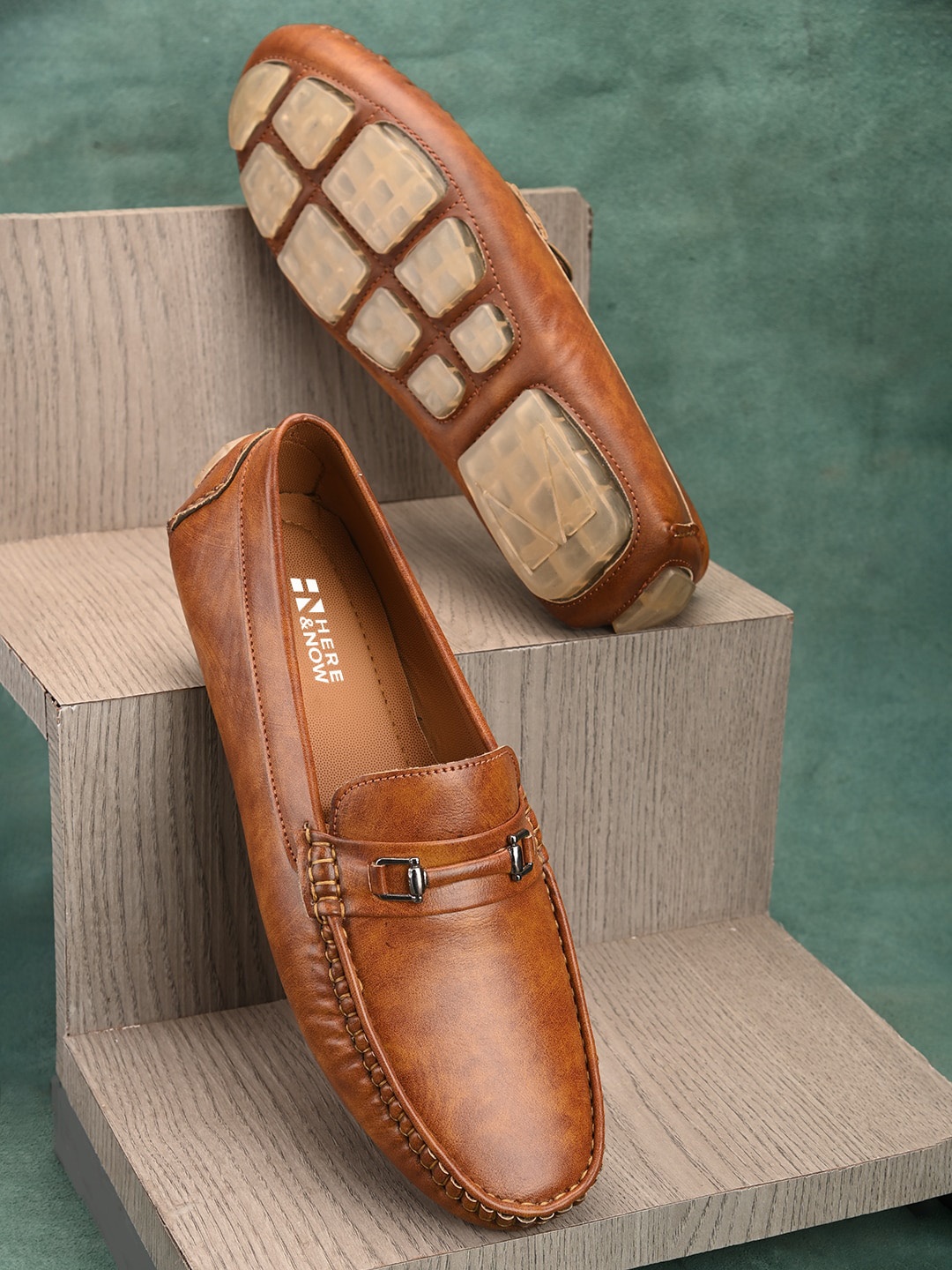 

HERE&NOW Men Tan Slip-On Loafers