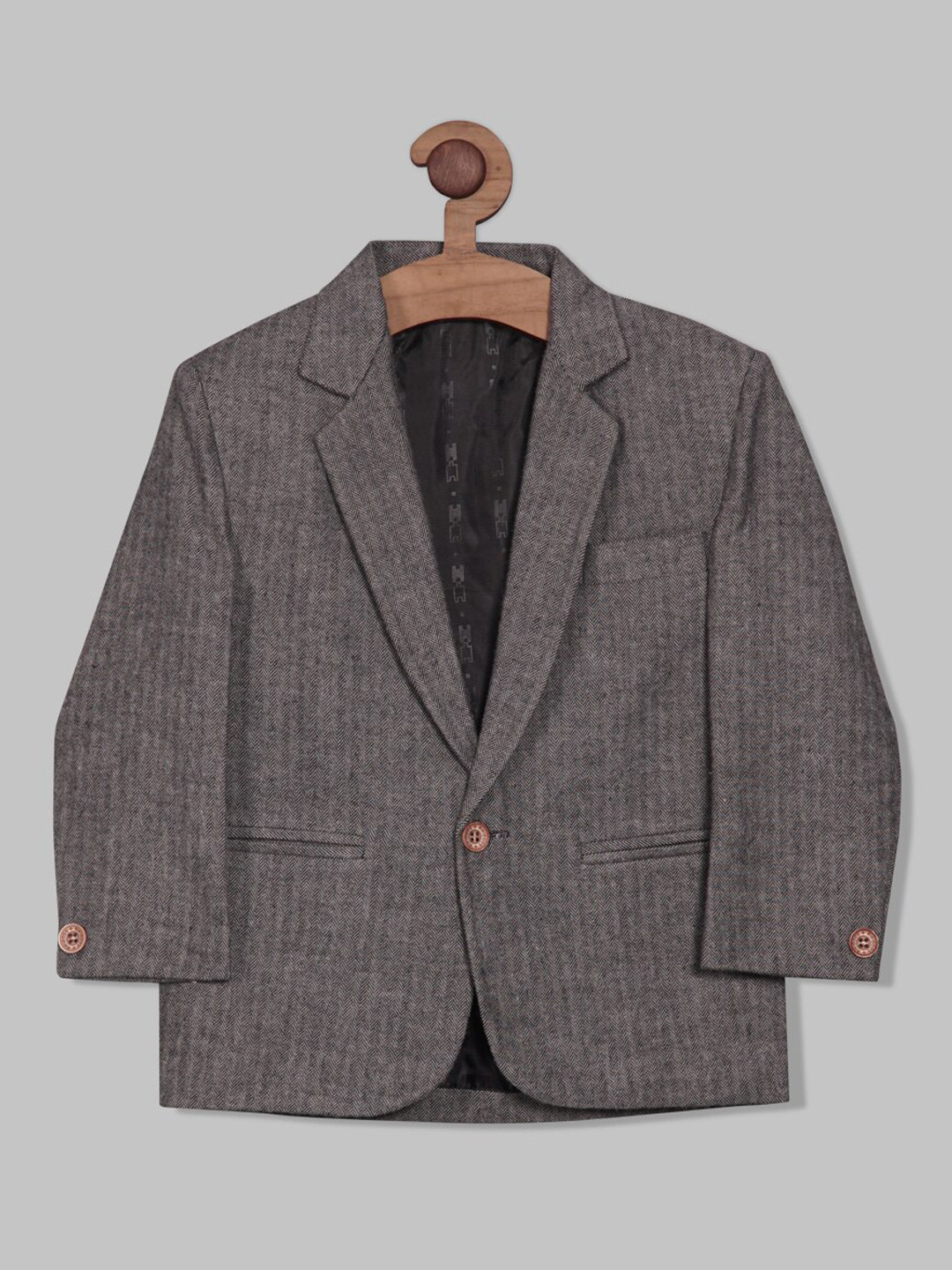 

RIKIDOOS Boys Single-Breasted Formal Blazer, Grey