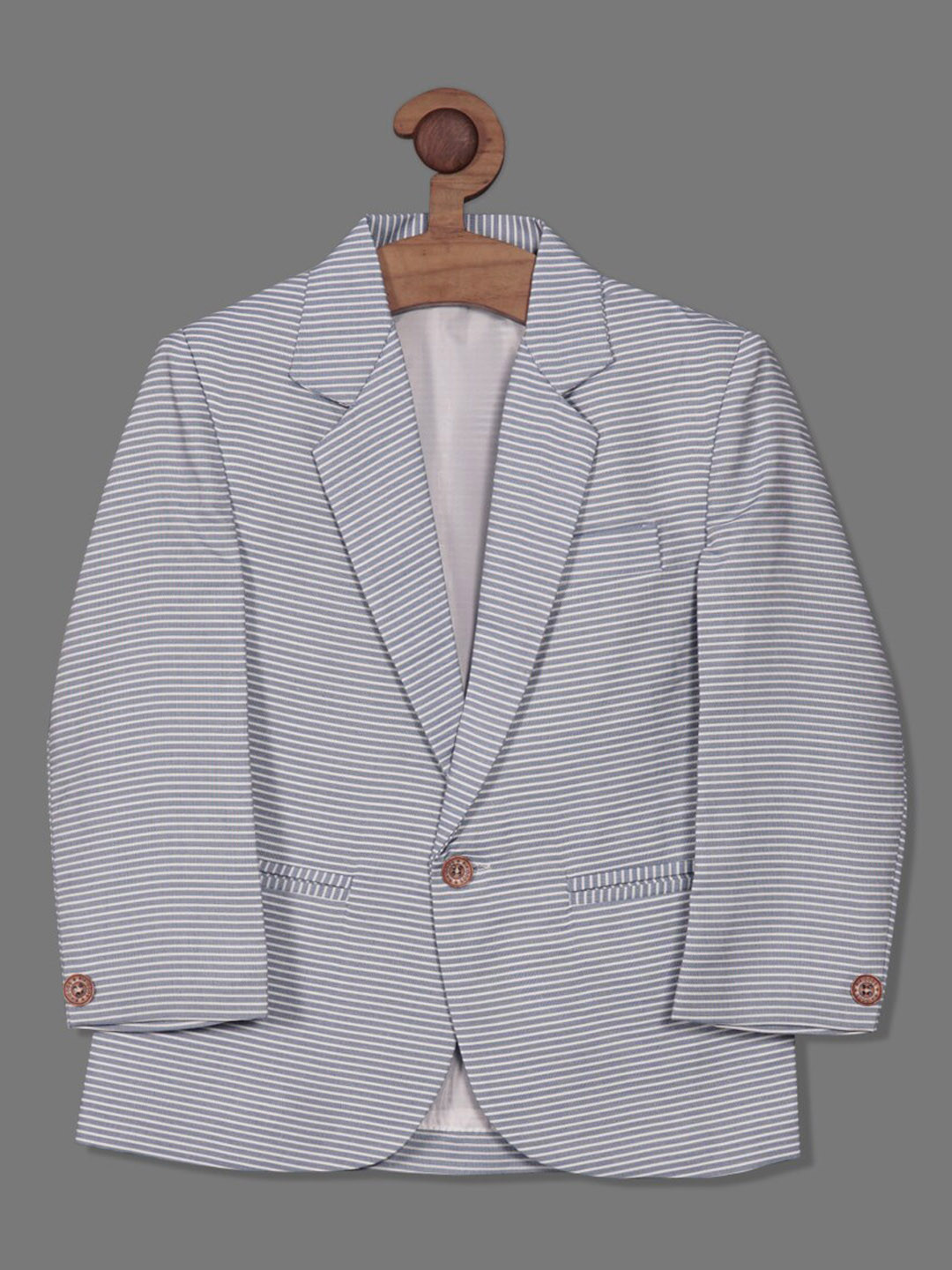 

RIKIDOOS Boys Striped Single-Breasted Blazer, Blue