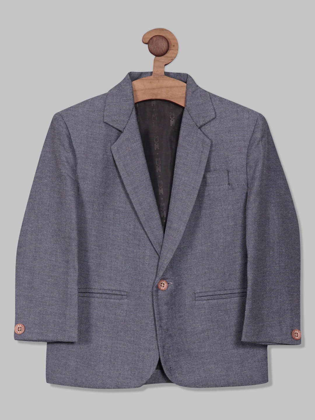 

RIKIDOOS Boys Formal Full Sleeves Cotton Blazer, Grey