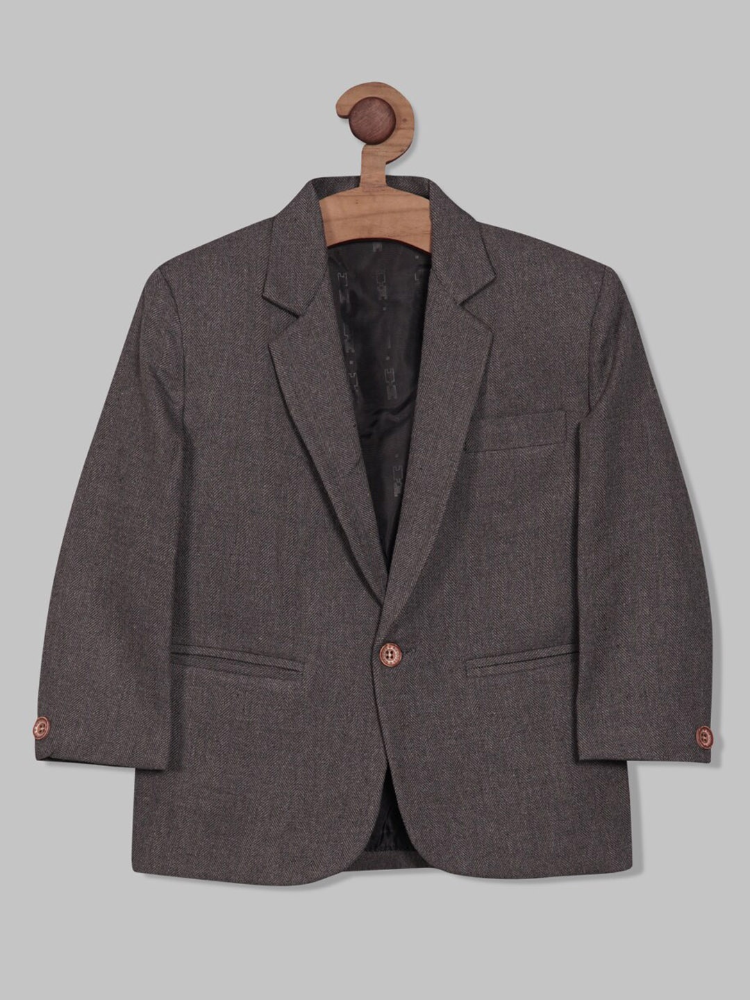 

RIKIDOOS Boys Single-Breasted Cotton Formal Blazer, Brown