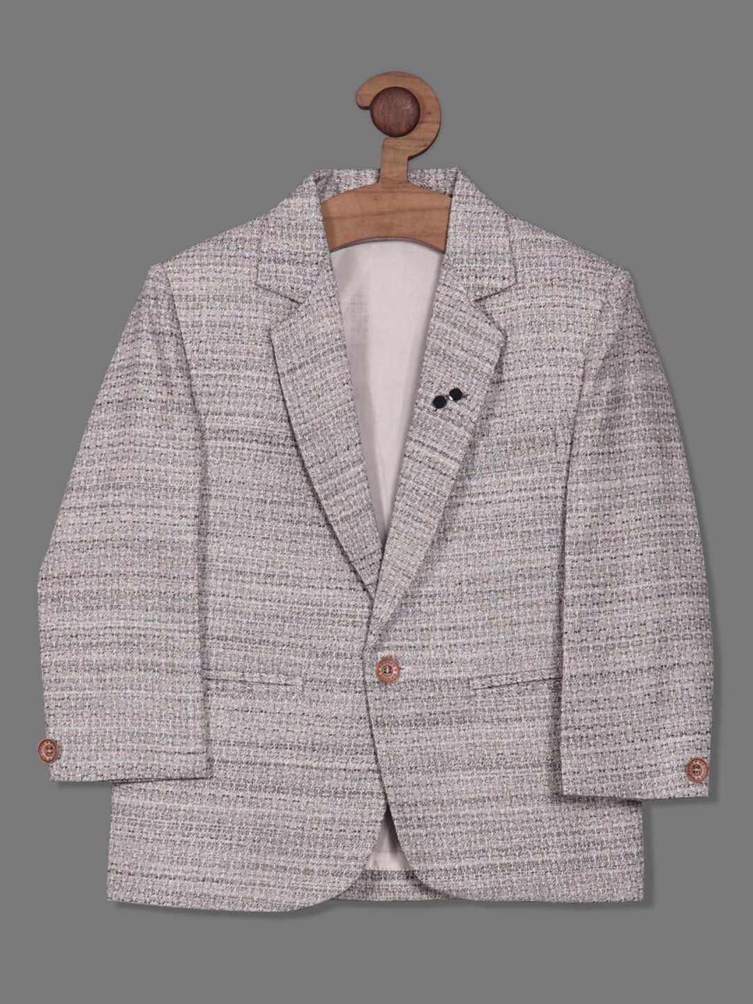 

RIKIDOOS Boys Self-Design Cotton Full Sleeves Blazer, Grey melange
