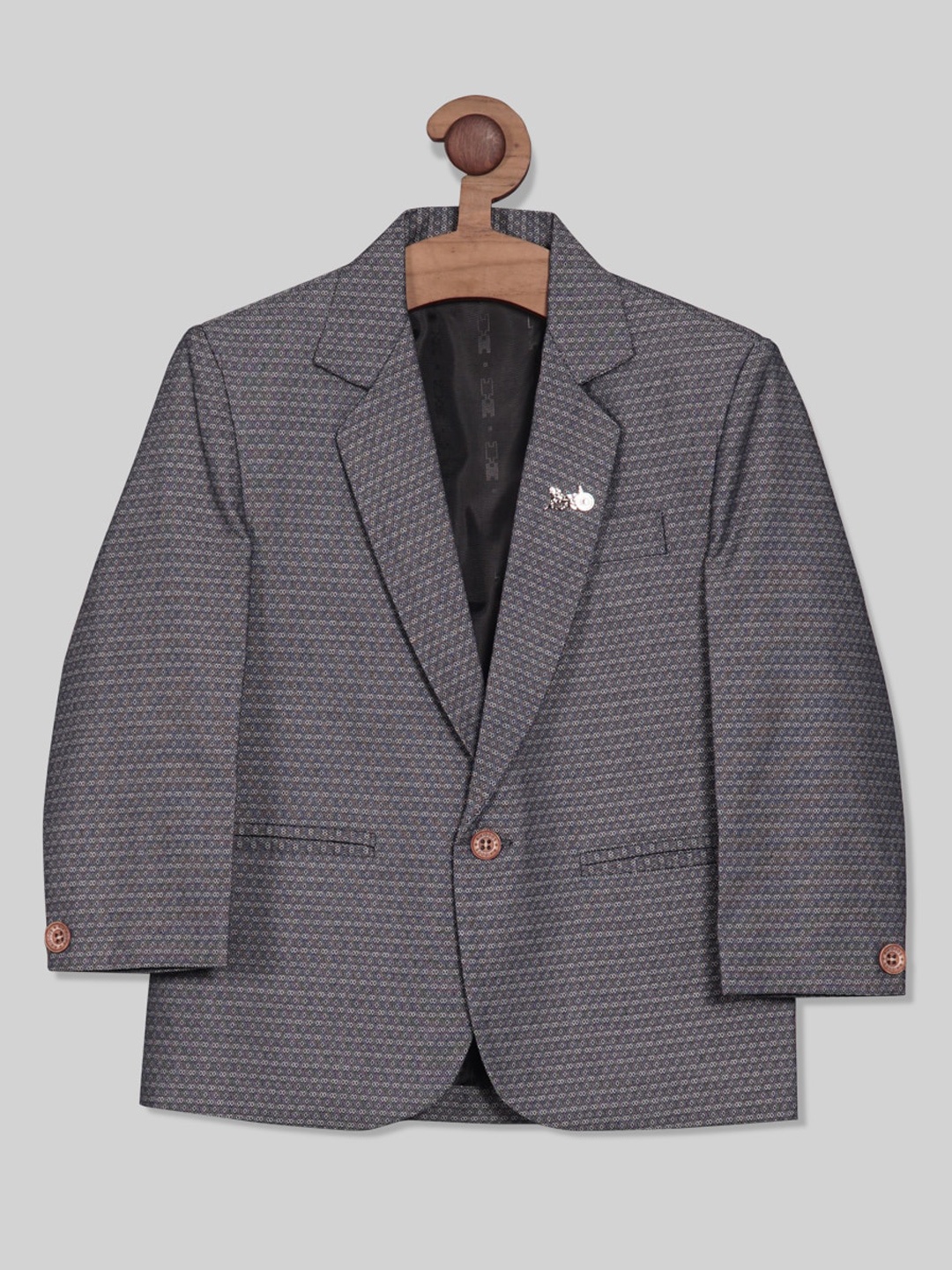 

RIKIDOOS Boys Self-Designed Single-Breasted Party Blazer, Blue