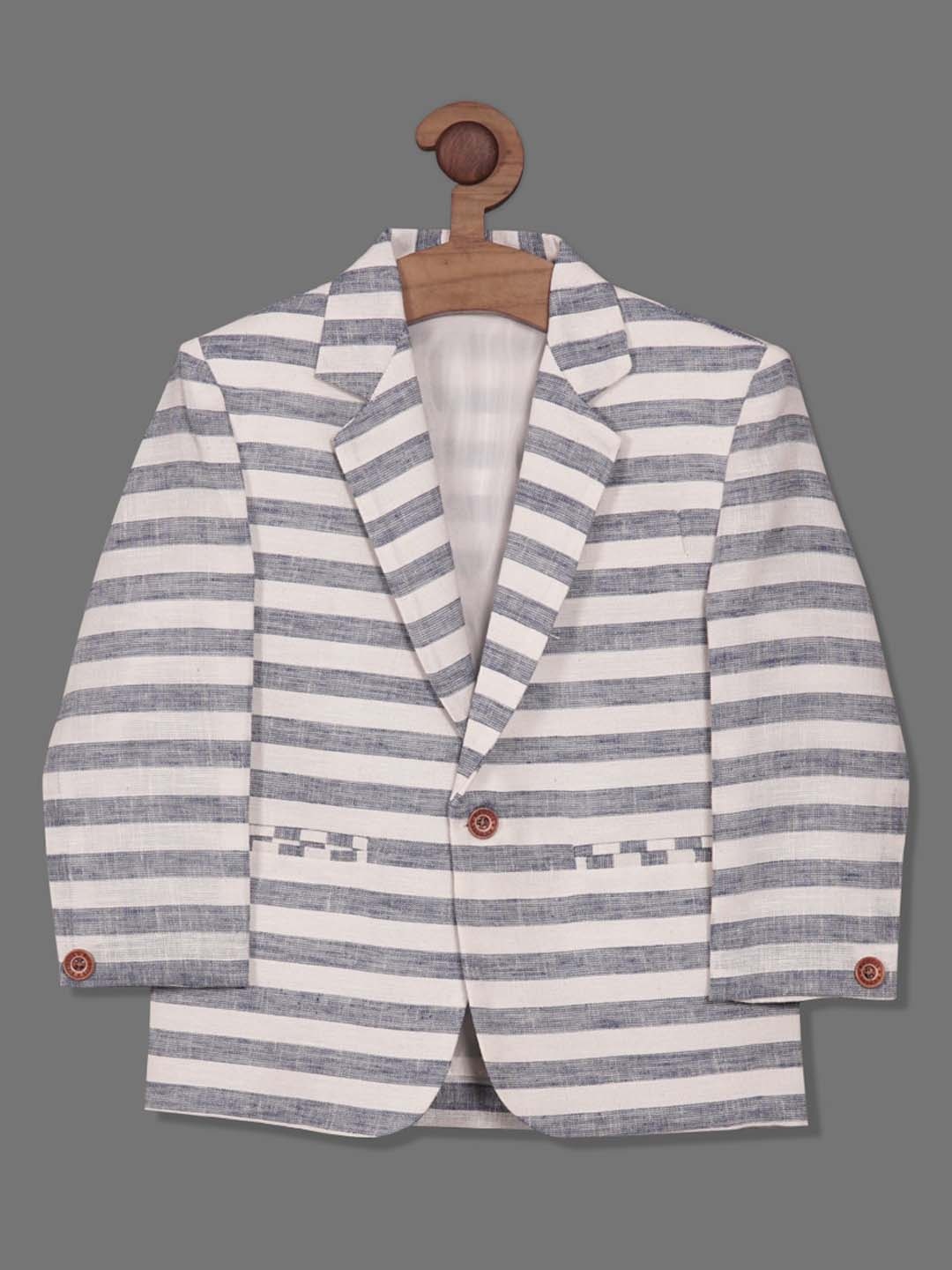 

RIKIDOOS Boys Full Sleeves Striped Blazer, White