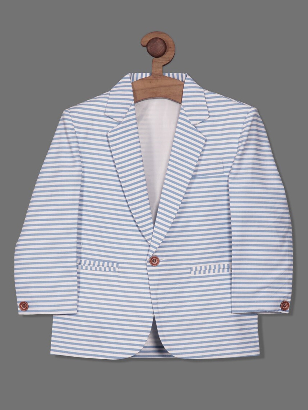 

RIKIDOOS Boys Single Breasted Striped Casual Blazer, Blue