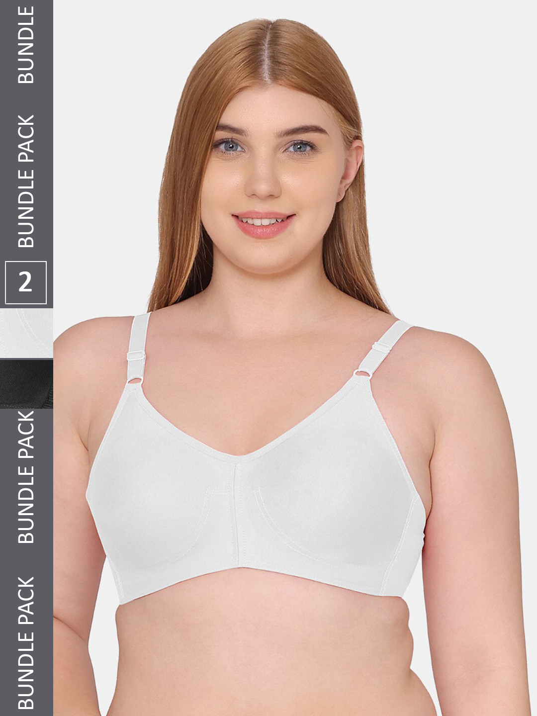 

Souminie Pack Of 2 Non Padded Seamless Non Wired Rash Free Cotton Belt Full Coverage Bra, White