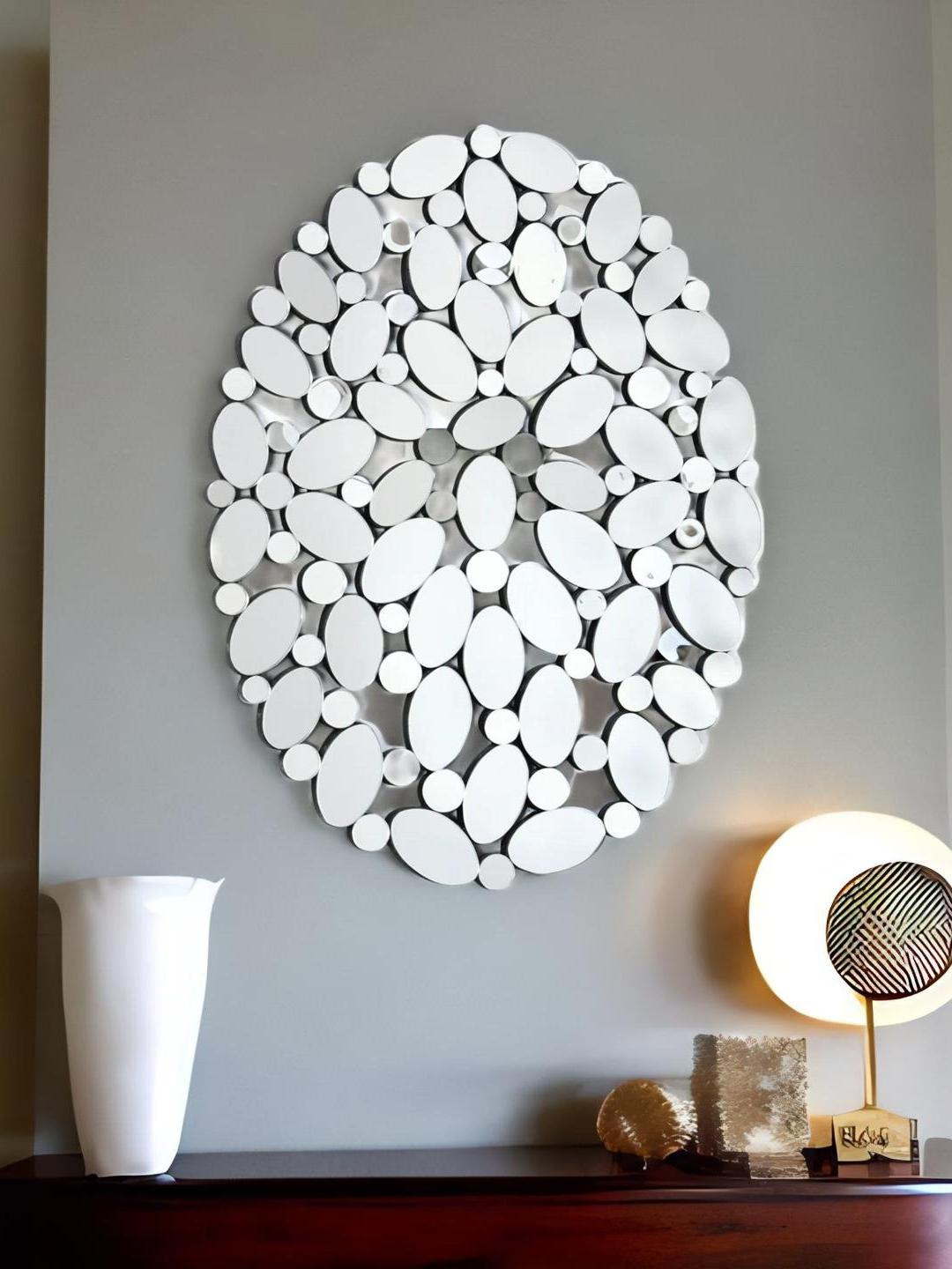 

Athome by Nilkamal Silver-Toned Bubbles Oval Decorative Glass Mirror