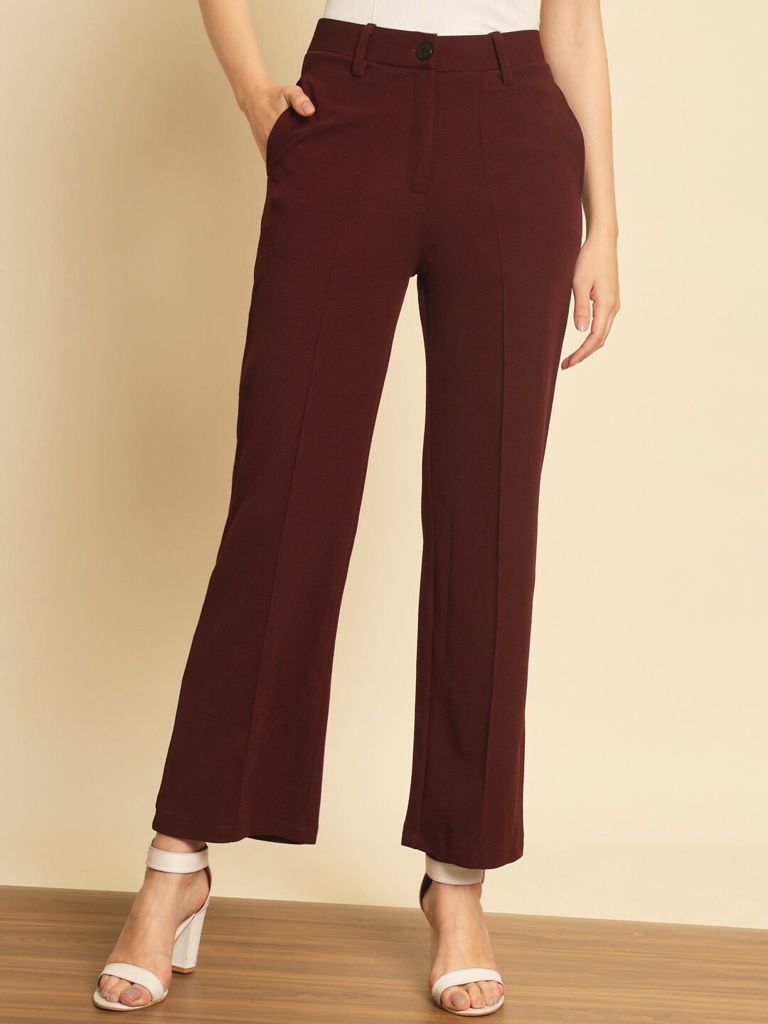 

BAESD Women Smart Trousers, Maroon