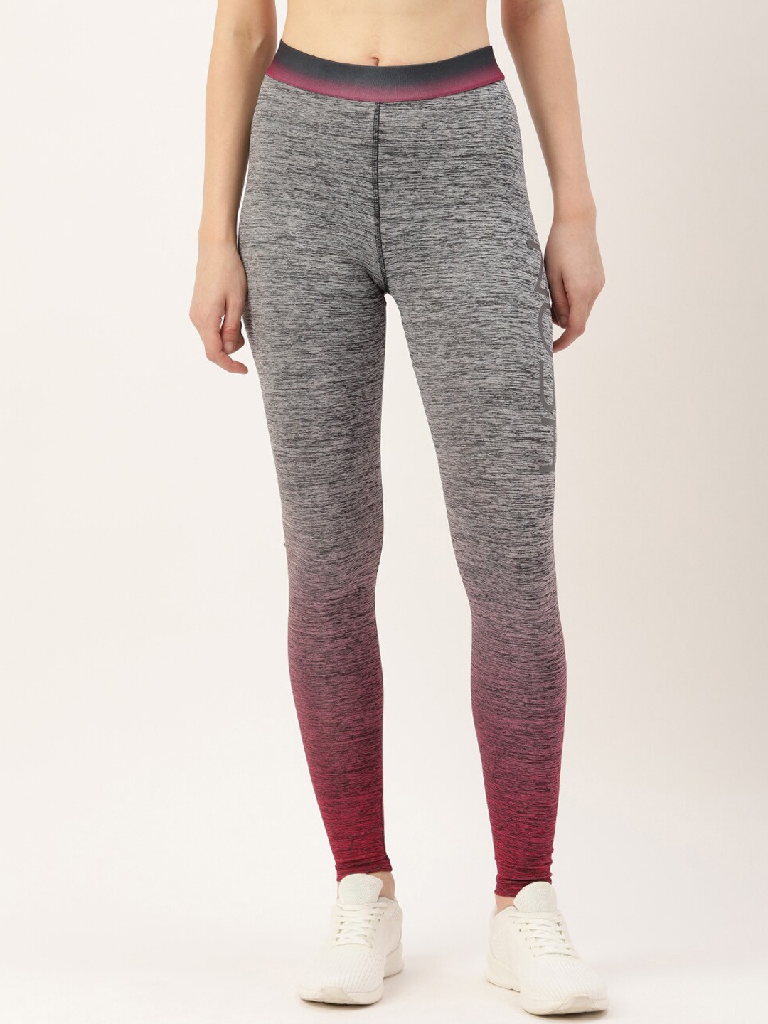

Mast & Harbour Women Grey & Marron Ombre Mid Rise Ankle Length Tights