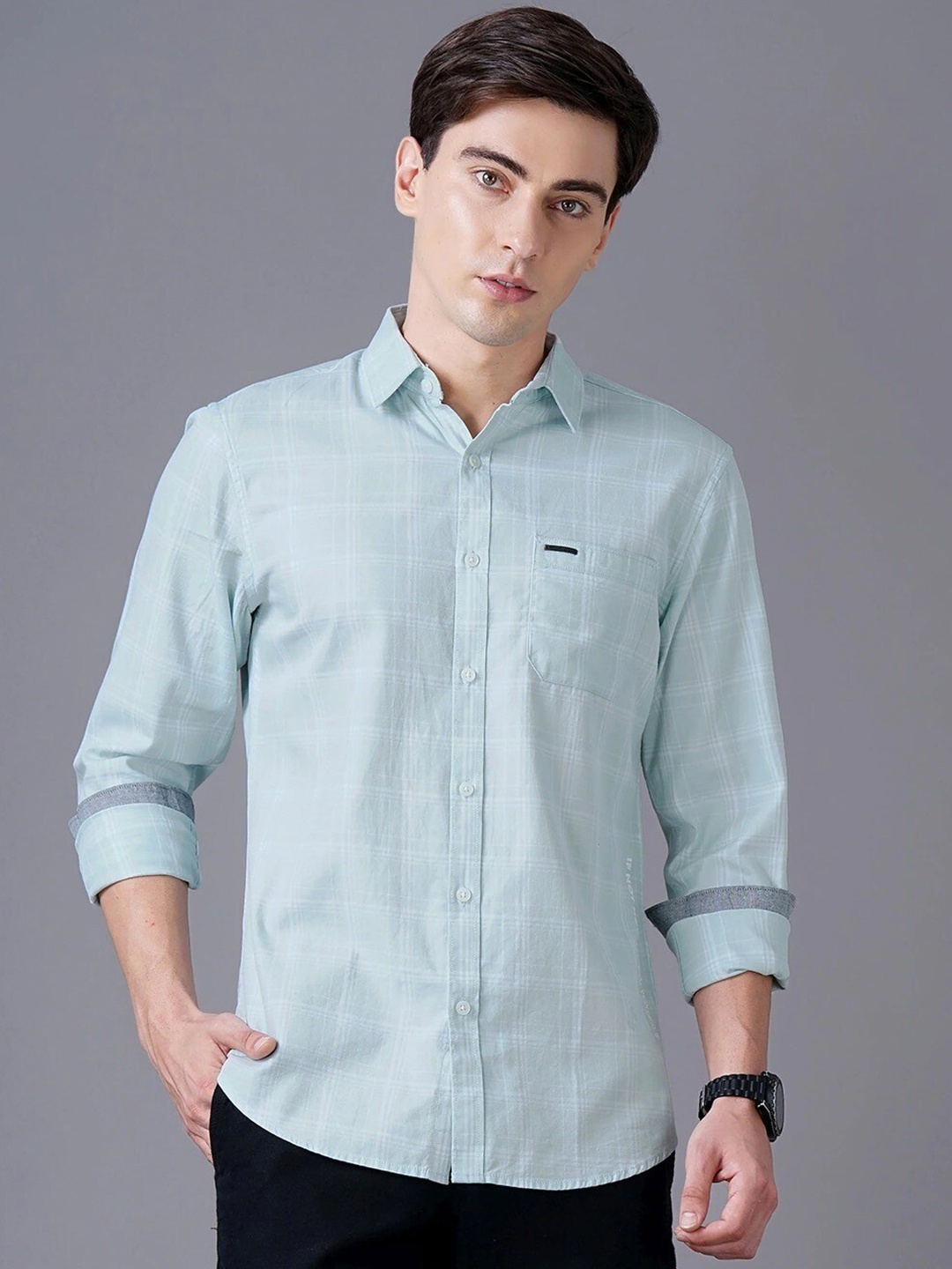 

British Club Smart Slim Fit Opaque Casual Shirt, Green
