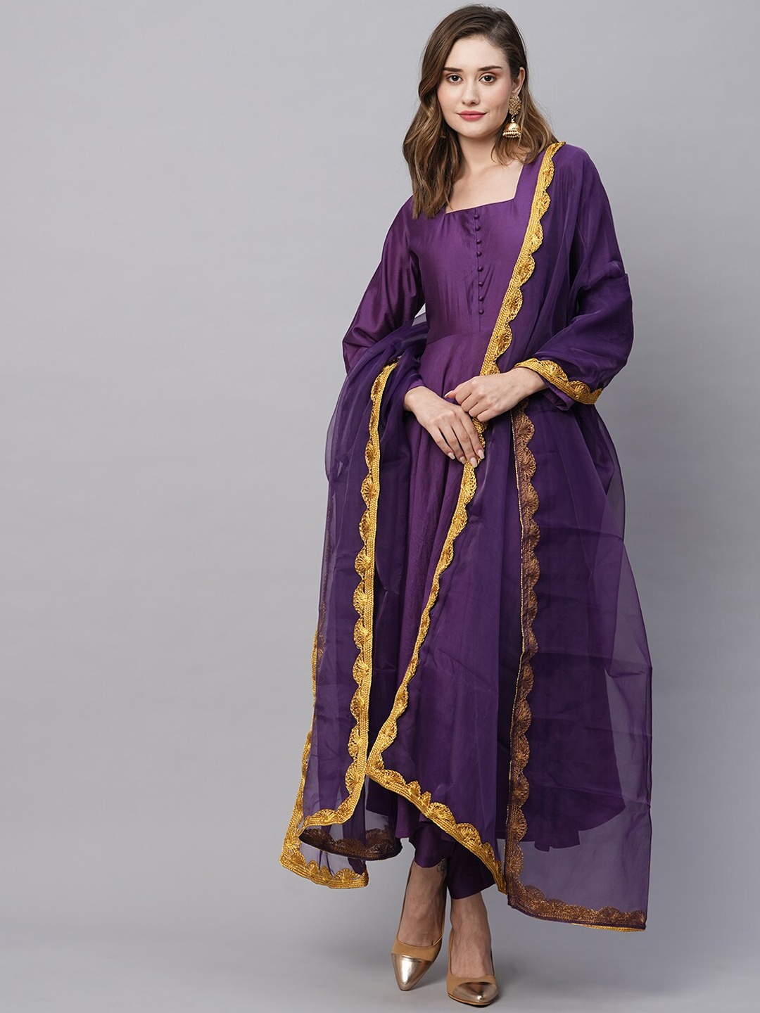 

KALINI Regular Kurta with Trousers & Dupatta, Purple