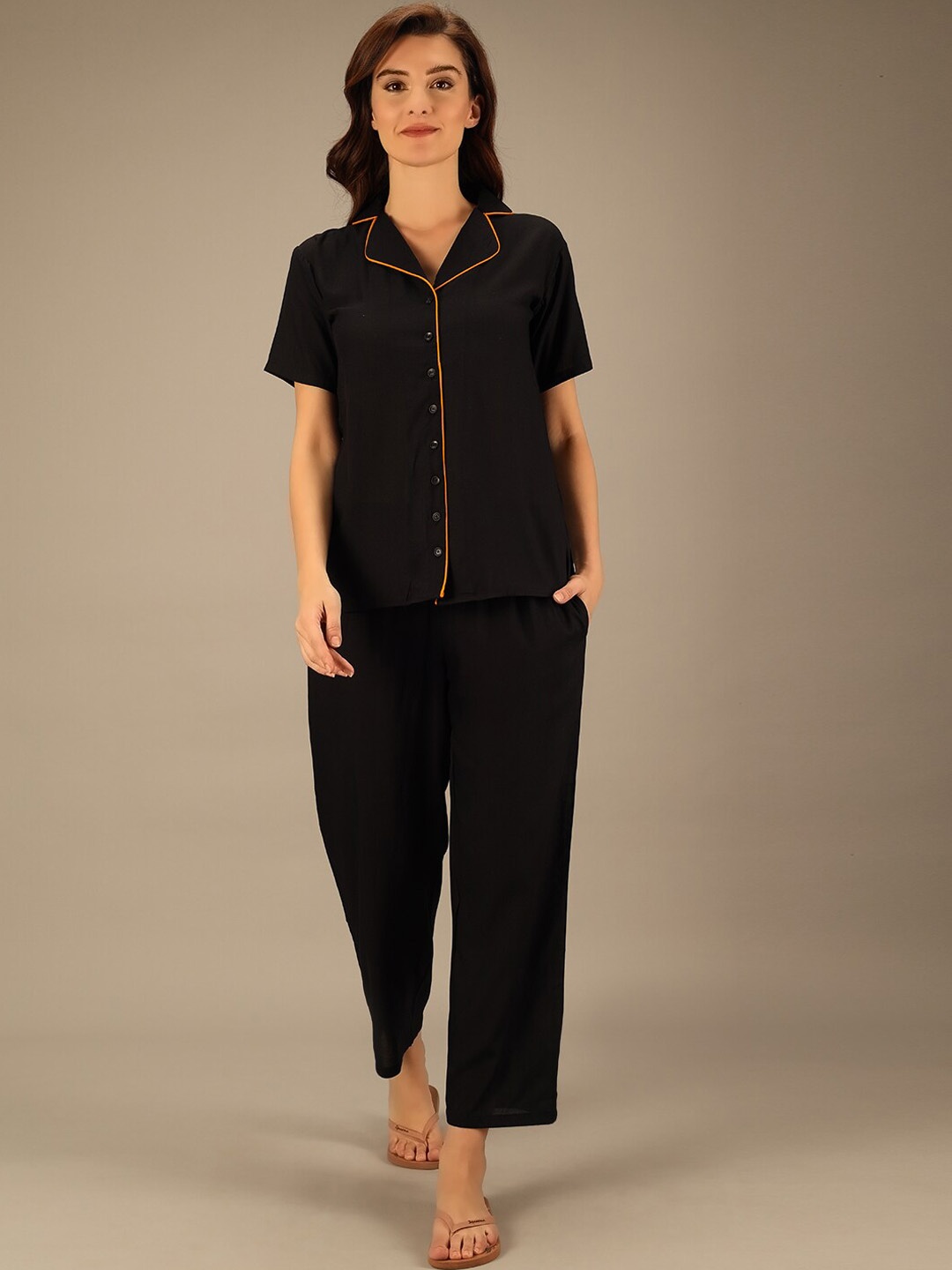 

BAESD Lapel Collar Shirt With Trousers, Black