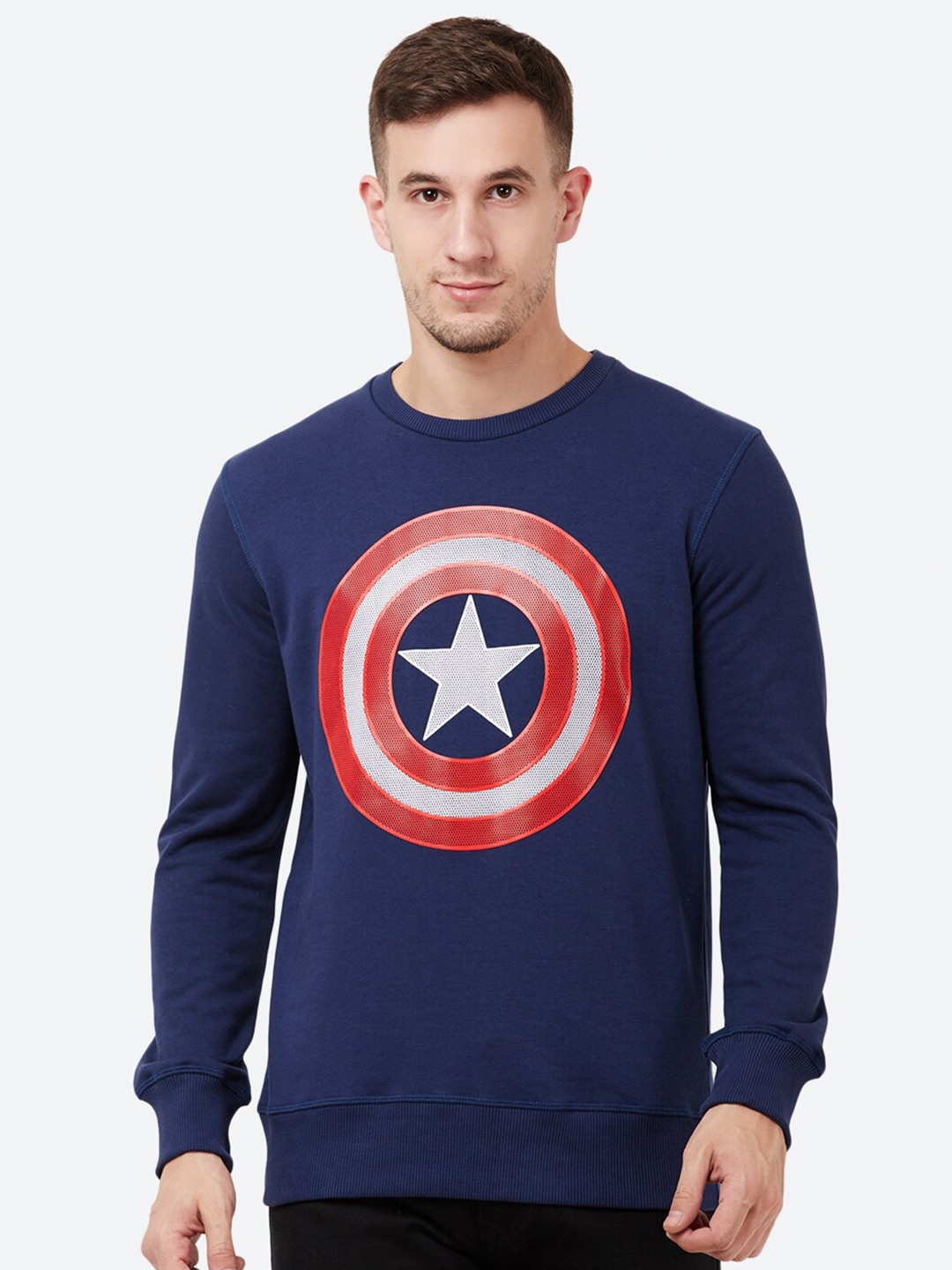 

Free Authority Men Captain America Printed Sweatshirt, Navy blue