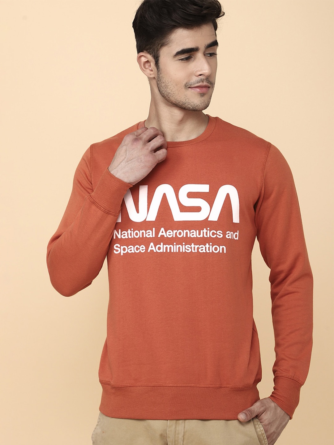 Free Authority Nasa Printed Cotton Sweatshirt, Rust