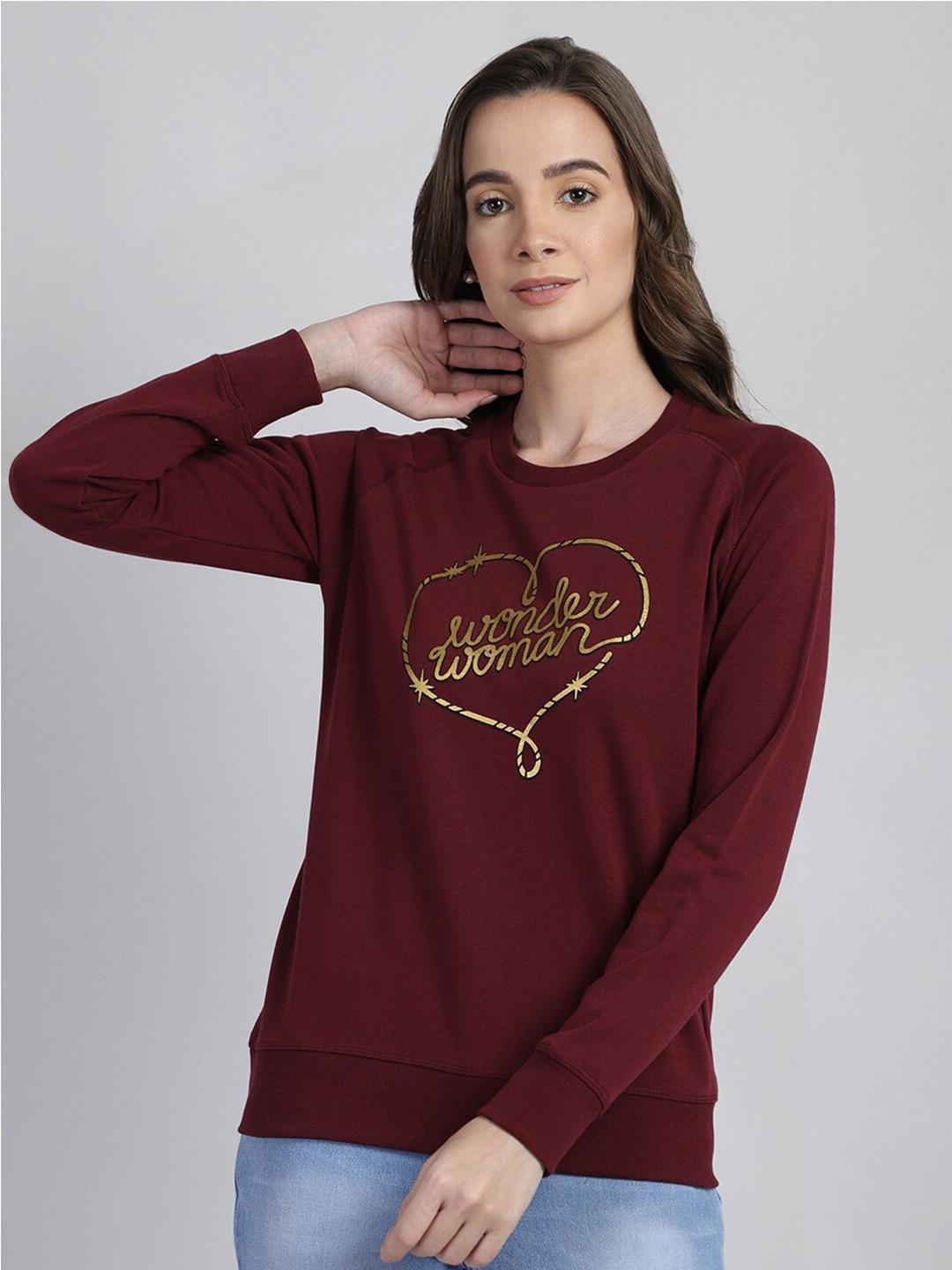 

Free Authority Wonder Woman Printed Cotton Sweatshirt, Maroon