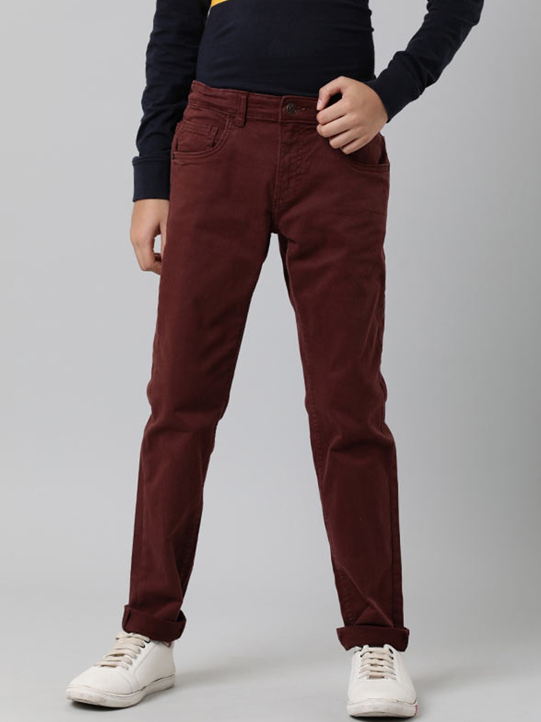 

Indian Terrain Boys Mid-Rise Pure Cotton Jeans, Red