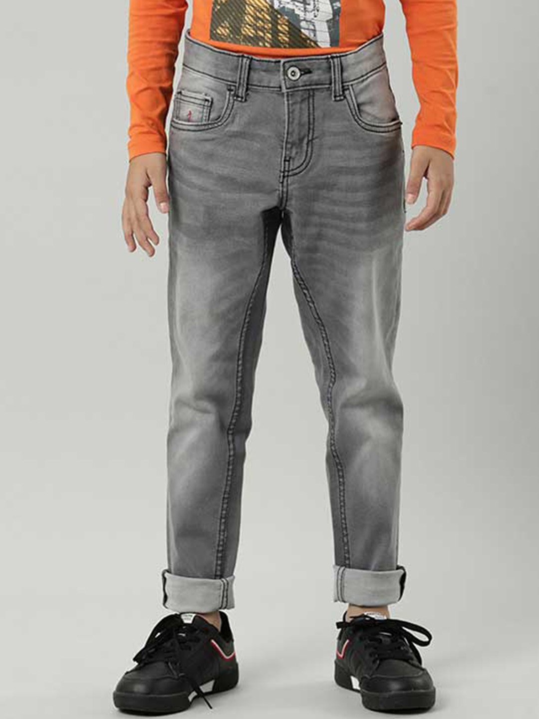 

Indian Terrain Boys Mid-Rise Heavy Fade Pure Cotton Jeans, Blue