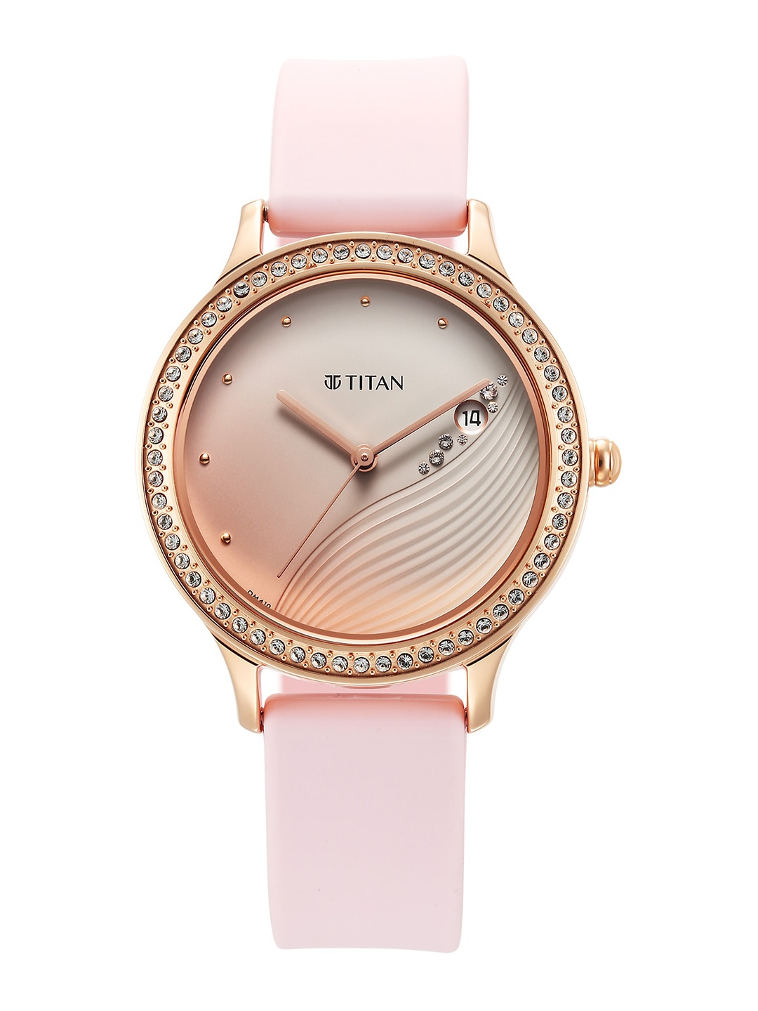 

Titan Women Brass Embellished Dial & Stainless Steel Straps Analogue Watch 2634WP01, Pink