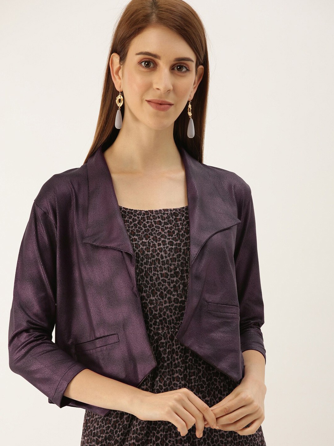 

Mast & Harbour Purple Crop Tailored Jacket